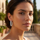 5 1/2Ct Diamond Inside Outside Hoops 14 Gold Earrings Lab Grown 1" Tall