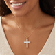 5.80Ct Princess Cut Diamond Cross Pendant 14k Gold Necklace Lab Grown 1 1/2"