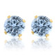 1Ct TW Aquamarine 5mm Studs in 10k White or Yellow Gold