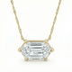 Certified 1.10Ct Long Hexagon Diamond East West Pendant Gold Necklace Lab Grown