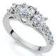 1 1/4ct Three Stone Lab Grown Diamond Engagement Ring 14K White Gold