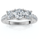 1 1/4ct Three Stone Lab Grown Diamond Engagement Ring 14K White Gold