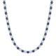 30Ct Blue Sapphire & Diamond Tennis Necklace 14k Gold 16.5" Lab Grown