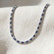 30Ct Blue Sapphire & Diamond Tennis Necklace 14k Gold 16.5" Lab Grown