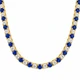 30Ct Blue Sapphire & Diamond Tennis Necklace 14k Gold 16.5" Lab Grown