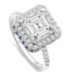3 1/2Ct Asscher Cut Moissanite Diamond & Sapphire Gold Ring Lab Grown 14k