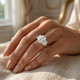 3.55Ct TW Emerald Cut Three Stone Engagement Ring 14k White Gold Lab Grown