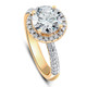 Certified 2.58Ct Round Diamond Engagement Ring Pave Yellow Gold Lab Grown