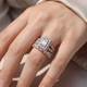 4Ct TW Emerald Cut Halo Diamond Engagement Wedding Ring Set Lab Grown Gold