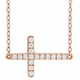 Women's 1/4Ct Diamond Sideways Cross 14k Gold 18" Lab Grown
