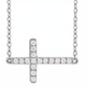 Women's 1/4Ct Diamond Sideways Cross 14k Gold 18" Lab Grown