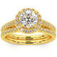 F/VS 1.50Ct Halo Diamond Engagement Wedding Ring Set 14k Gold Lab Grown