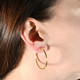 14k Yellow Gold 2mm Designer Hoops Women's Earrings 1 3/4" Tall 1.60grams