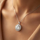 Certified 3 1/2Ct Halo Diamond Pendant 14k Gold Women's Necklace Lab Grown