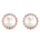 6mm Pearl & Diamond Halo Studs Women's 14k Gold Earrings Lab Grown