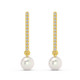 6mm Pearl & Diamond Dangle Earrings Women's 14k Gold Tennis Earrings Lab Grown