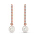6mm Pearl & Diamond Dangle Earrings Women's 14k Gold Tennis Earrings Lab Grown