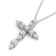 3/4Ct Diamond Cross Round & Pear Shape 14k Gold Necklace Lab Grown 1" Tall