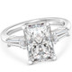 4 3/4Ct Radiant Cut & Baguette Diamond Engagement Ring 14k White Gold Lab Grown