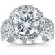 Certified 6.60Ct Diamond Halo Engagement Ring Lab Grown in 14k White Gold