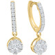 .67Ct Diamond Hoops Drop Dangle Earrings Yellow Gold Women's 1" Tall Lab Grown