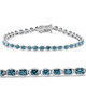 5Ct Blue Diamond Half Bezel Tennis Bracelet 14k White or Yellow Gold 7"