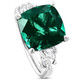 7.55Ct Green Cushion Emerald & Marquise Three Stone Ring 14k Gold lab Grown