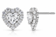 1.30Ct Heart Shape Diamond Halo Studs White or Yellow Gold Lab Grown
