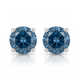 Round Four Prong Blue Diamond Studs 14k Gold Lab Grown