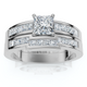 1ct Princess Cut Channel Set Diamond Wedding Engagement Ring 14K White Gold
