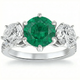 6 3/4Ct Emerald Diamond Ring Three Stone Gold Lab Grown