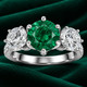 6 3/4Ct Emerald Diamond Ring Three Stone Gold Lab Grown