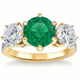 6 3/4Ct Emerald Diamond Ring Three Stone Gold Lab Grown