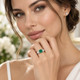 6 3/4Ct Emerald Diamond Ring Three Stone Gold Lab Grown