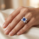 Soraya 2Ct Blue Sapphire & Diamond Floral Ring 10K Gold Lab Grown