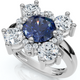 Soraya 2Ct Blue Sapphire & Diamond Floral Ring 10K Gold Lab Grown