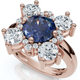 Soraya 2Ct Blue Sapphire & Diamond Floral Ring 10K Gold Lab Grown