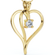 1/3Ct Solitaire Diamond Heart Pendant Gold Lab Grown 18" Necklace 3/4" Tall