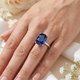 Certified 3.86Ct Blue Sapphire Elongated Cushion Engagement Ring Gold Lab Grown