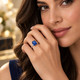 Certified 3.86Ct Blue Sapphire Elongated Cushion Engagement Ring Gold Lab Grown