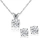 Lab Grown Diamond Solitaire Necklace & Studs Set 5/8 Carat tw 14K White Gold