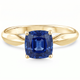 Certified 2Ct Cushion Blue Sapphire Solitaire Engagemet Ring 14k Gold Lab Grown