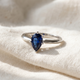 Certified 1-5Ct Pear Blue Sapphire Engagement RIng 14k Gold Lab Grown Solitaire