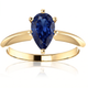 Certified 1-5Ct Pear Blue Sapphire Engagement RIng 14k Gold Lab Grown Solitaire