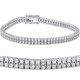 4 Ct Diamond Tennis Bracelet Double Row Lab Grown 7" 18k White Gold