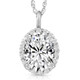 3 Ct Oval Moissanite & Lab Grown Diamond Halo Pendant 14k Gold Necklace