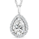 2 1/6 Pear Shape Moissanite & Lab Grown Diamond Halo Pendant 14k Gold Necklace