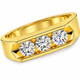 1 1/2ct Lab Grown Diamond Three Stone Mens Wedding Ring 10K Yellow Gold