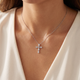 Diamond Cross Pendant 14k White Gold EX3 Lab Grown