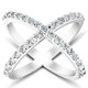 1 Ct Diamond X Ring Wide Womens Fashion Designer Band White Gold Lab Grown